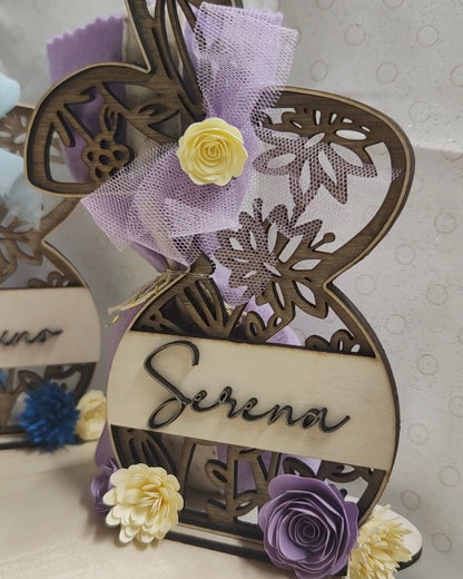 Coniglietto Pasquale in Legno Personalizzato con Sacchetto e Ovetti